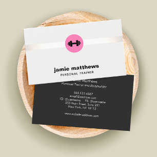 Female Fitness Personal Trainer Pink Dumbbell Business Card