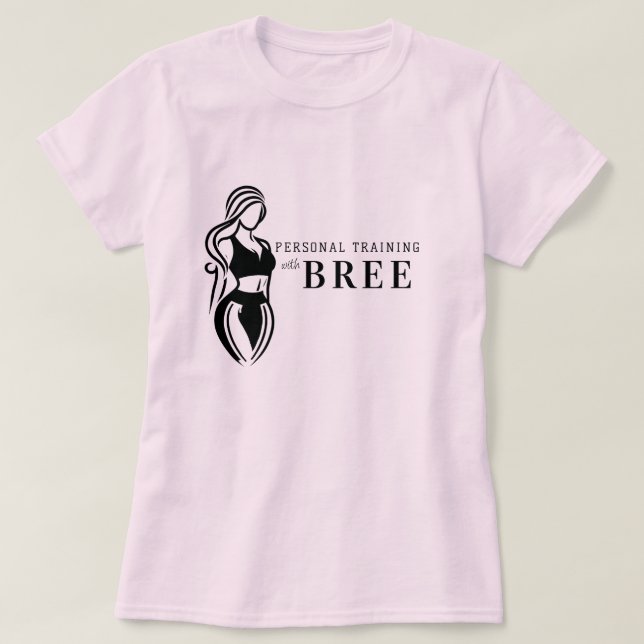 Female Fitness Personal Training Minimalist Pink T-Shirt (Design Front)