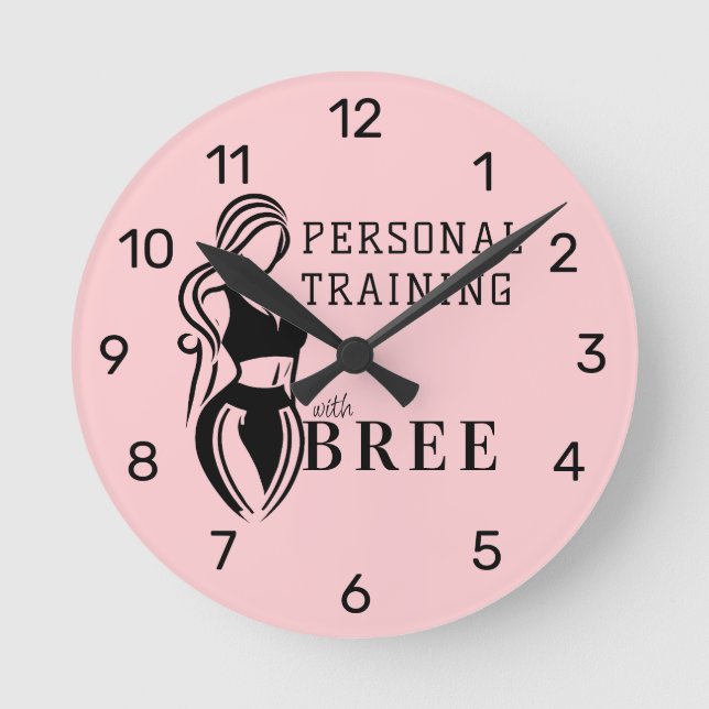 Female Fitness Personal Training Minimalist Round Clock (Front)