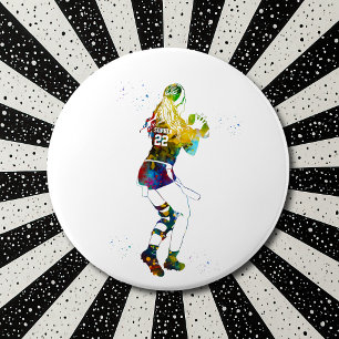 Female Flag Football Player 6 Cm Round Badge