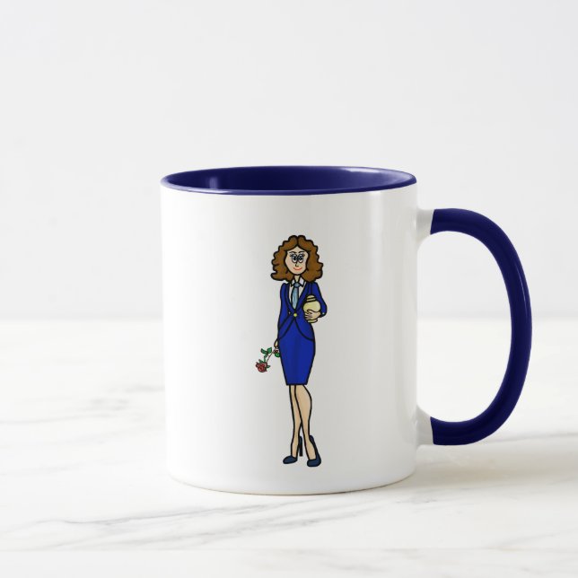 Female Funeral Director Holding Urn Mug (Right)