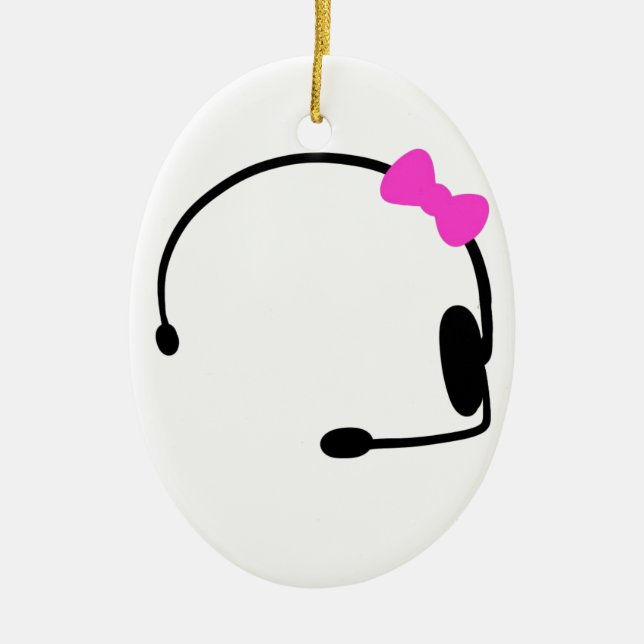 Female Gamer Ceramic Tree Decoration (Front)