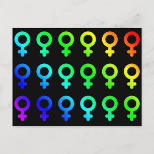 Female Gender Symbols Lots Colourful Rainbow Colou Postcard