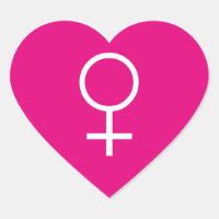 Female Gender Venus Symbol Heart Shape Sticker