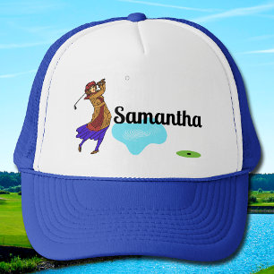 Female Golfer Driving over Water Hazard  Trucker Hat
