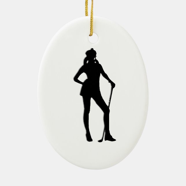 Female Golfer Sport Ceramic Tree Decoration (Back)