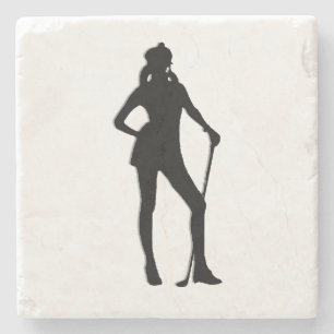 Female Golfer Sport Stone Coaster