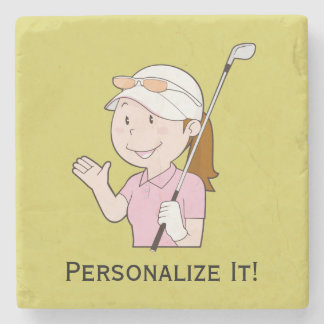 Female Golfer Stone Coaster