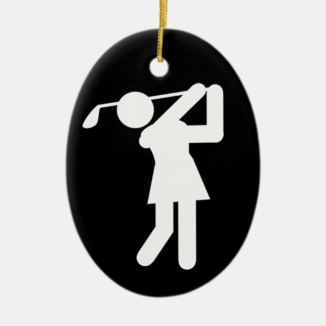 Female Golfer - Woman Golf Symbol Ceramic Tree Decoration (Front)