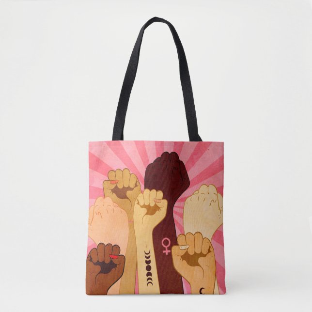 Female hands with fist raised up tote bag (Front)