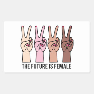 Female hands with peace sign rectangular sticker