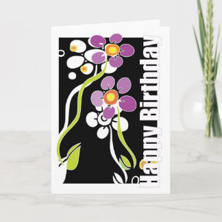 Female happy Birthday, Purple flowers Card