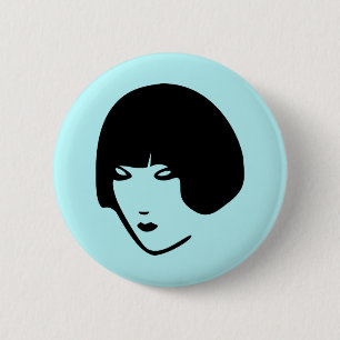 Female Head 6 Cm Round Badge