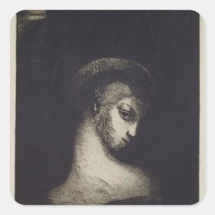 Female Head Square Sticker