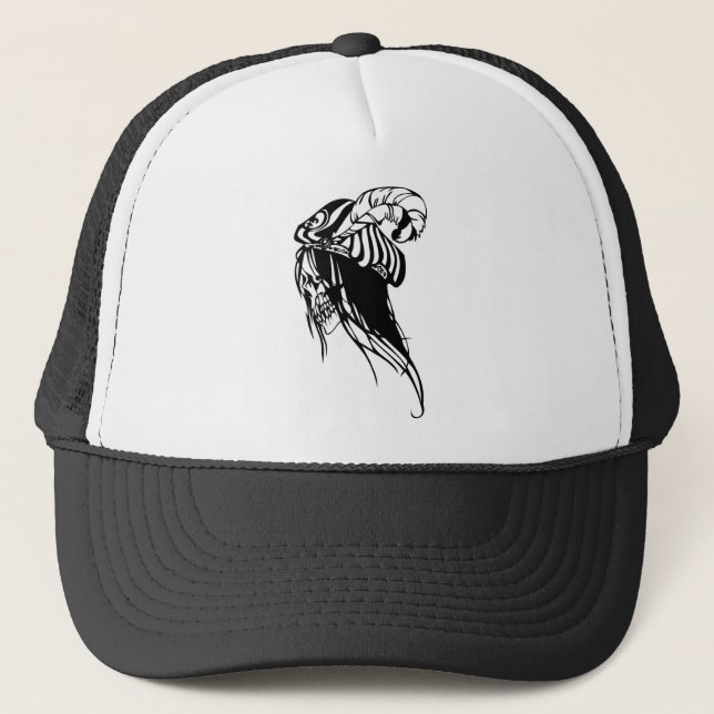 Female Human Skull Trucker Hat (Front)