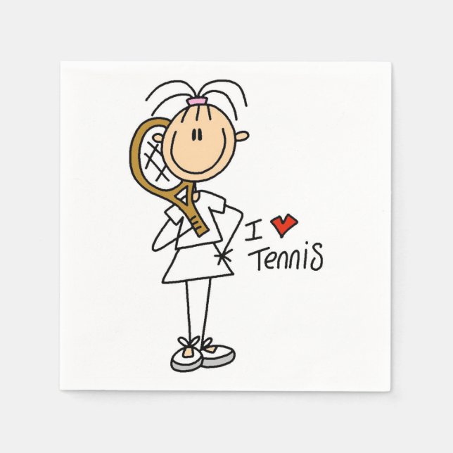 Female I Love Tennis Paper Napkins (Front)