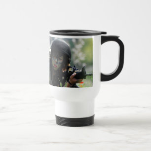 Female IDF In Camouflage Travel Mug