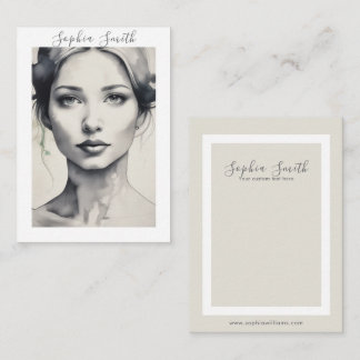 Female Illustration Portrait Earring Display Card