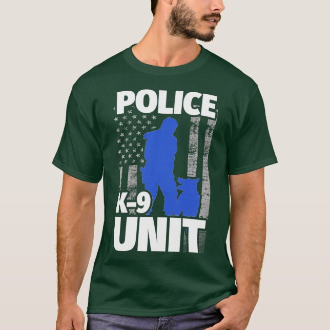 Female K9 Officer and Police Dog Flag T-Shirt (Front)
