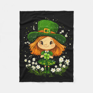 Female Leprechaun Shamrock Girls St Patricks Day L Fleece Blanket
