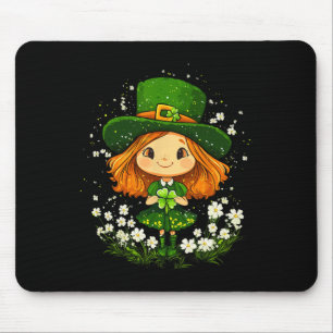 Female Leprechaun Shamrock Girls St Patricks Day L Mouse Pad