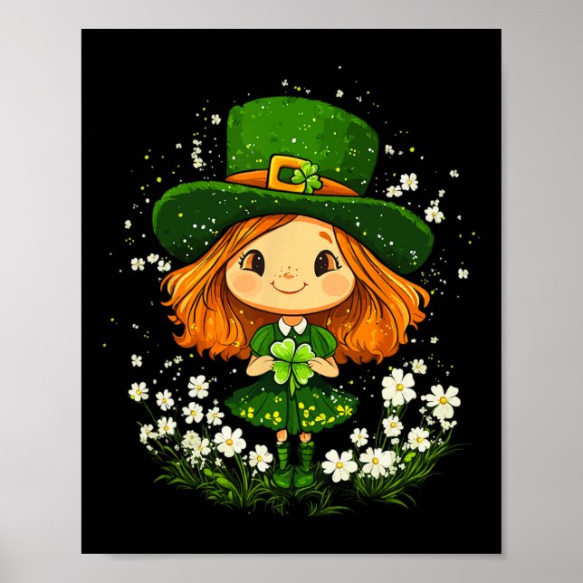 Female Leprechaun Shamrock Girls St Patricks Day L Poster (Front)