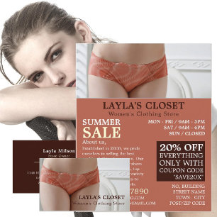 Female Lingerie, Women's Clothing Store Advert Flyer
