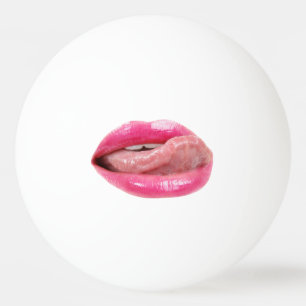 Female lips ping pong ball