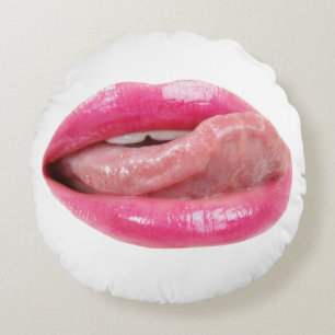 Female lips round cushion