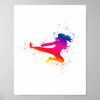Female Martial Arts, High Kick, Paint Splash