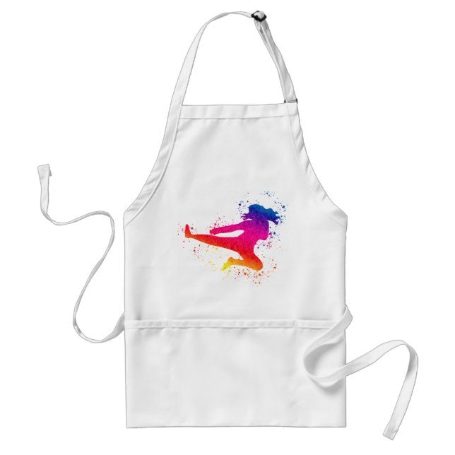 Female Martial Arts, High Kick, Paint Splash Standard Apron (Front)