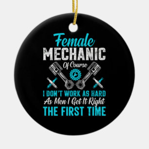 Female Mechanic Ceramic Tree Decoration