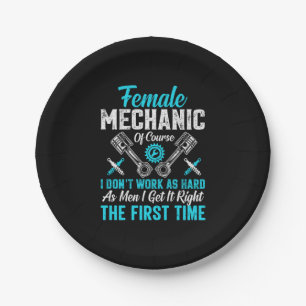Female Mechanic Paper Plate