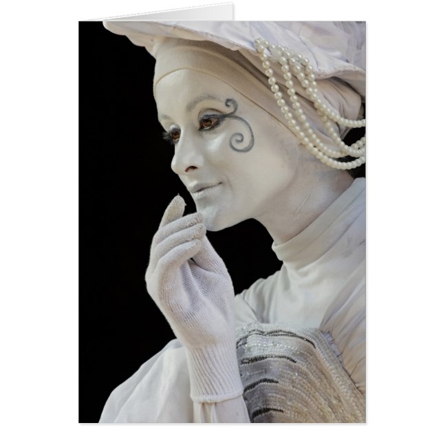 Female mime performing on street corner (Front)
