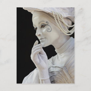 Female mime performing on street corner postcard