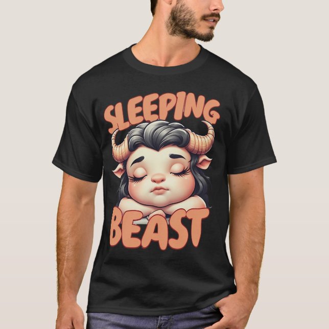 Female Minotaur Sleeping With Exaggerated Features T-Shirt (Front)
