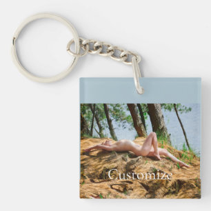 Female Model Sunbathing Thunder_Cove Key Ring