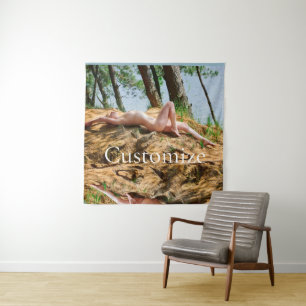 Female Model Sunbathing Thunder_Cove Tapestry