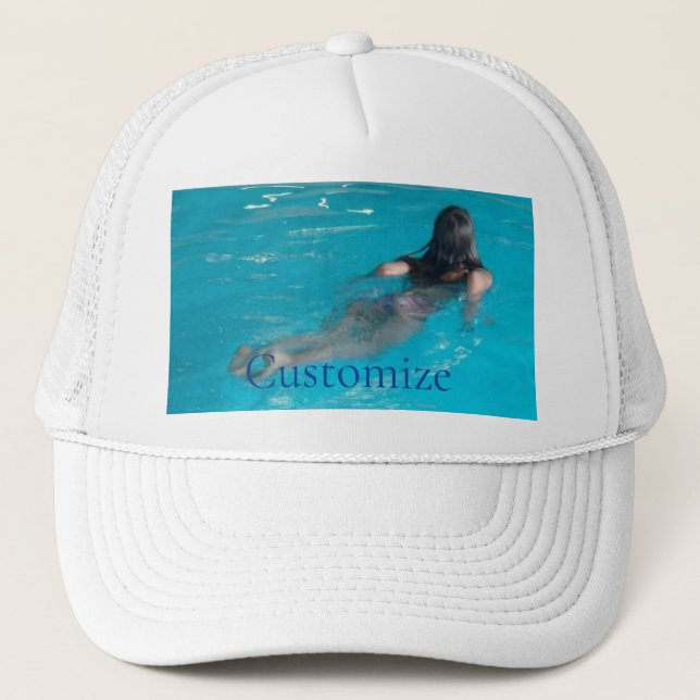 Female Model Swimming Thunder_Cove Trucker Hat (Front)
