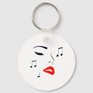 Female Music Face Key Ring