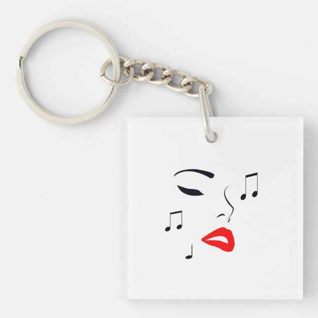 Female Music Face Key Ring (Front)