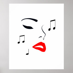Female Music Face Poster