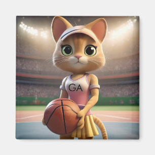 Female Netball Cat,  Magnet