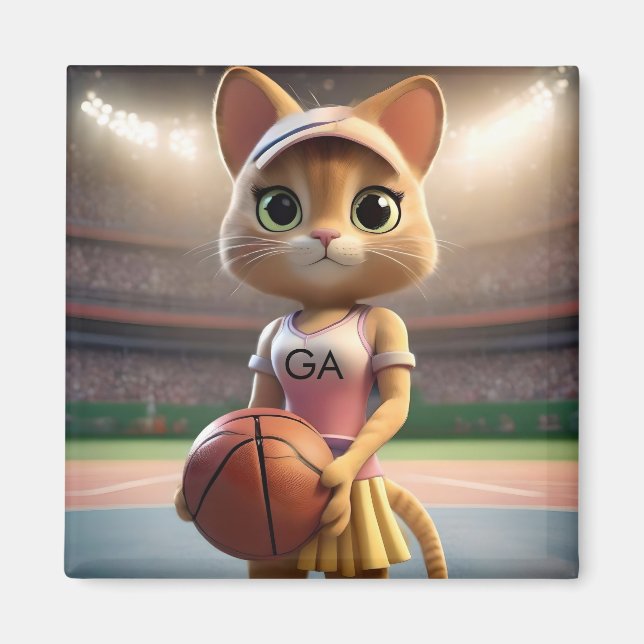 Female Netball Cat,  Magnet (Front)