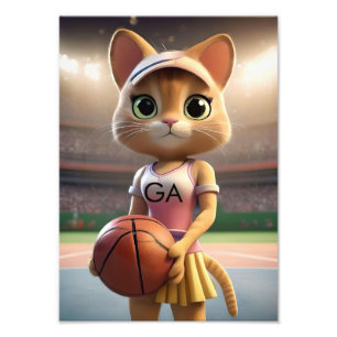 Female Netball Cat, Photo Print
