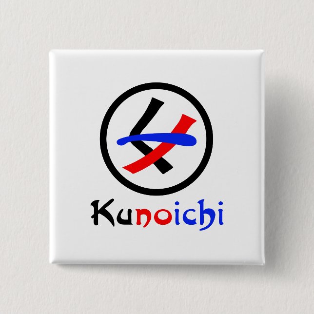 Female Ninja Kunoichi くノ一 15 Cm Square Badge (Front)