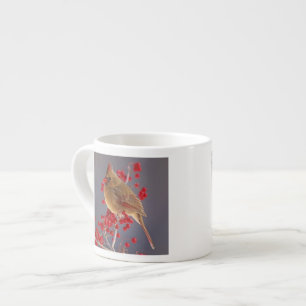 Female Northern Cardinal among hawthorn Espresso Cup