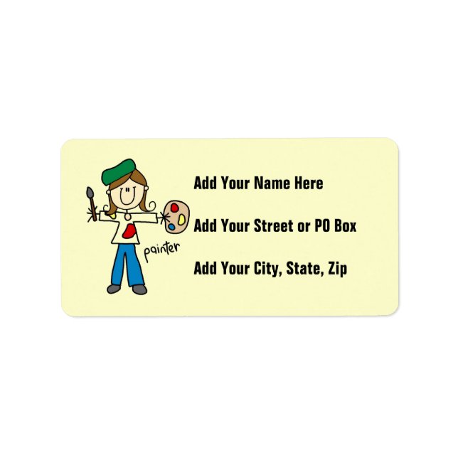 Female Painter Stick Figure Label (Front)