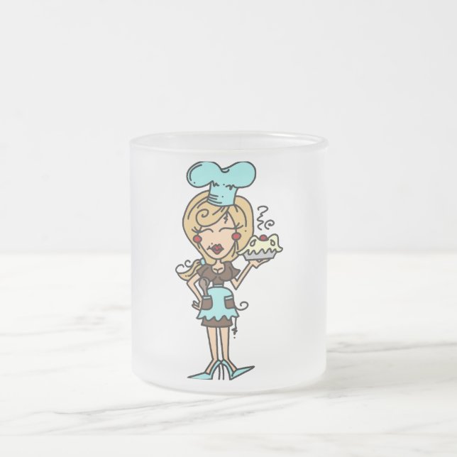 Female Pastry Chef - Blonde T-shirts and Gifts Frosted Glass Coffee Mug (Center)