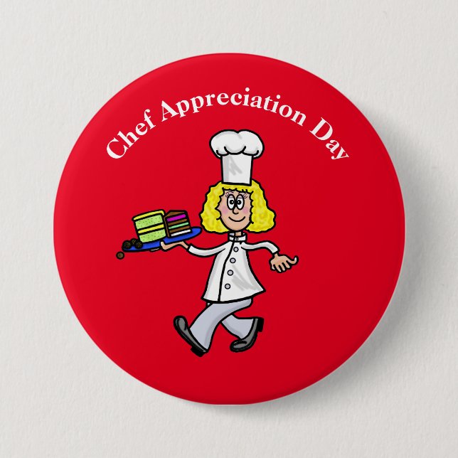 Female Pastry Chef or Baker Appreciation Button (Front)